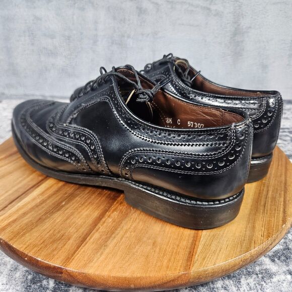Allen Edmonds McAllister Shoes Mens 8.5 C Black Leather Wingtip Oxford USA main image 5